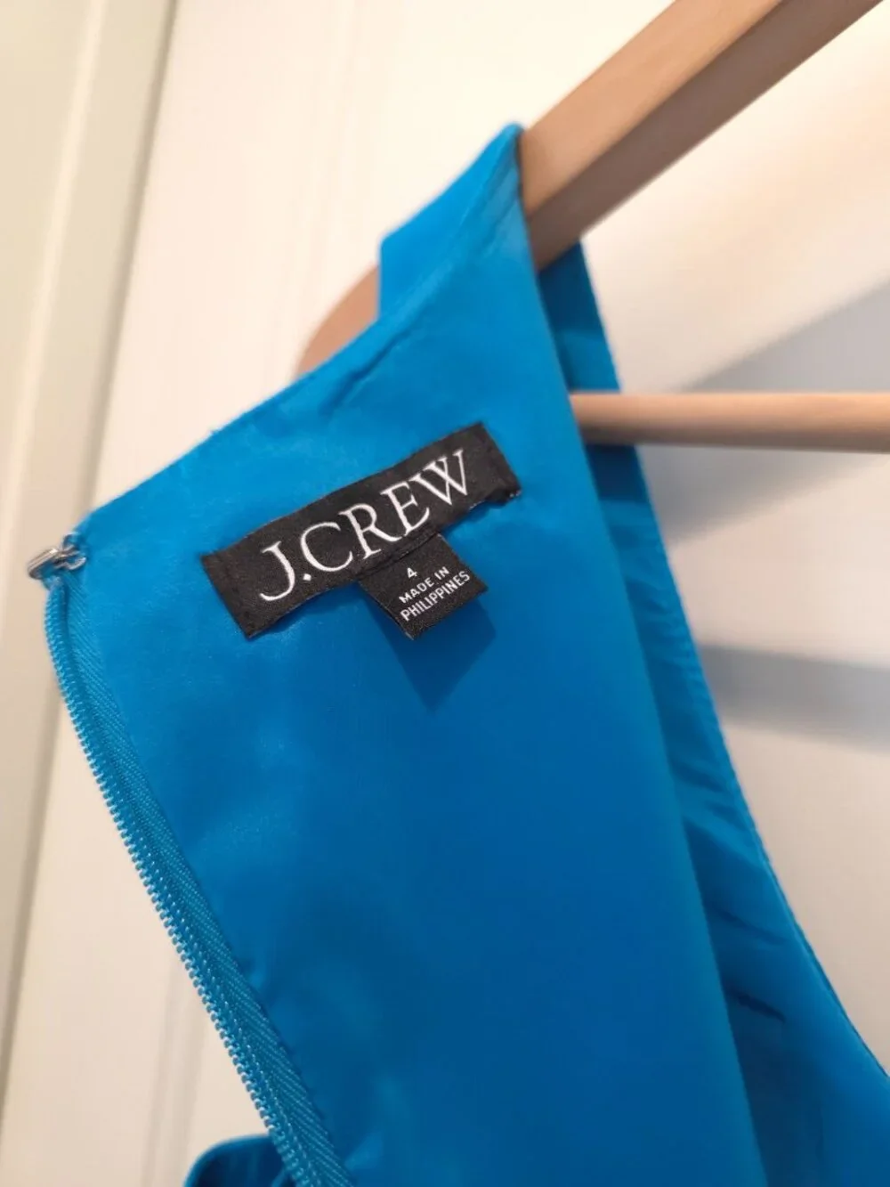 J.CREW Resume Turquoise Scoopneck Dress In Stretch Linen Blend Sz 4 - Picture 6 of 9